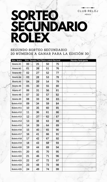 Segundo Sorteo Secundario - 20 entradas para la edición 30 | Rolex Submariner